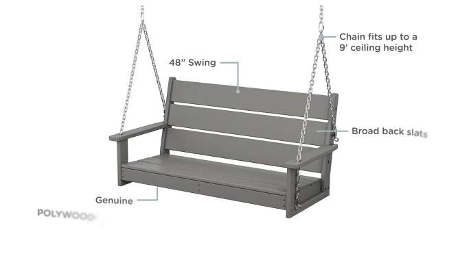 POLYWOOD Lakeside Outdoor Patio Garden Swing Bench, 2 of 3, play video