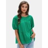 EXLURA Women's Summer Tops Dressy Casual Short Lantern Sleeve Shirts Crew Neck Hollow Out Lace Embroidered Blouses Shirts - 2 of 4