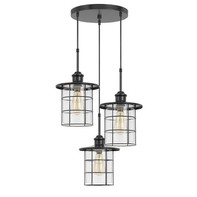 16" x 16" x 15" Silverton Metal and Glass Pendant with Matching Canopy Dark Bronze - Cal Lighting