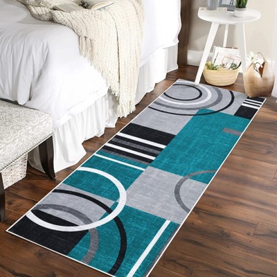 Indoor Modern Geometric Area Rugs Striped Abstract Low Pile Carpets for Living Room Bedroom Washable Non Slip Thin Soft Floor Carpet