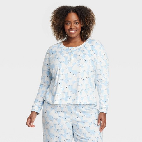 Women s Polar Bear Print Snuggly Soft Holiday Matching Family Pajama Shirt Wondershop Blue 4x Target