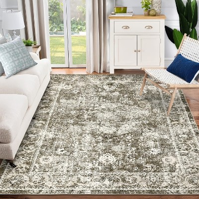 Garvee Large Vintage Floral Rug for Living Room,Washable Distressed Rug -Accent Throw Rug