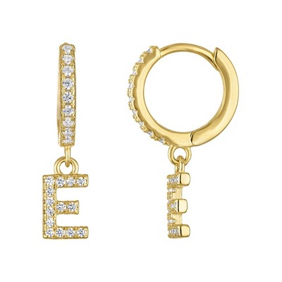Junior Jewels 14K Gold Over Sterling Silver Cubic Zirconia Initials Drop Earrings