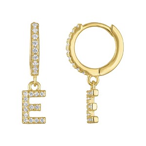 Junior Jewels 14K Gold Over Sterling Silver Cubic Zirconia Initials Drop Earrings - 1 of 2