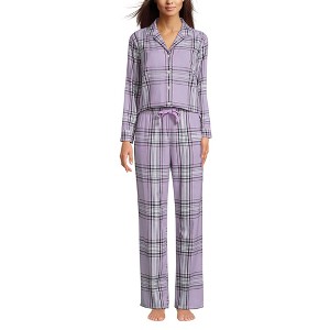 Lands' End Women's Flannel 2 Piece Pajama Set - Long Sleeve Shirt and Pants - 1 of 3
