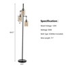 Costway Freestanding Floor Lamp Retro Floor Lamp w/3-Head Hanging Amber Glass Shade - 4 of 4