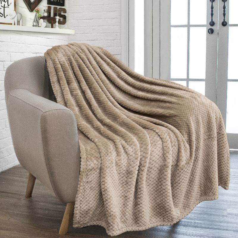 PAVILIA Soft Waffle Blanket Throw for Sofa Bed, Lightweight Plush Warm Blanket for Couch, 1 of 10