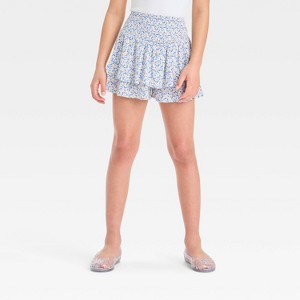 Girls' Smocked Waist Floral Tiered Skort - art class™ - 1 of 3