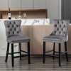 KTMBDW Bar Stools Set of 2, Velvet Counter Stools with Button Tufted Design and Chrome Nailhead Trim, Barstools for Bar, Dining Room - 3 of 4