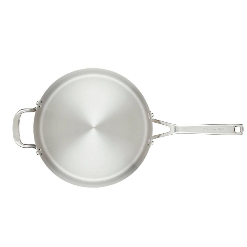 KitchenAid Stainless Steel 3-Ply Base 4.5qt Covered Deep Saute Pan with Helper Handle, 2 of 8