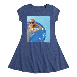 Girls' - Barbie - Sun's Out Fit & Flair Cap Sleeve Dress - 1 of 2