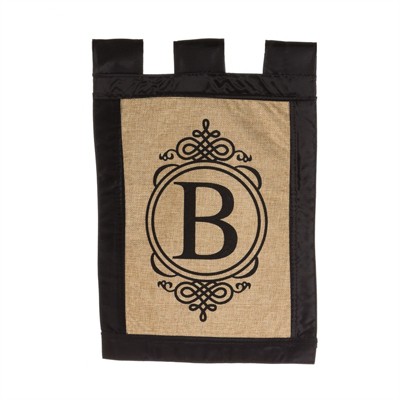Evergreen Garden Sub Burlap Monogram B Flag