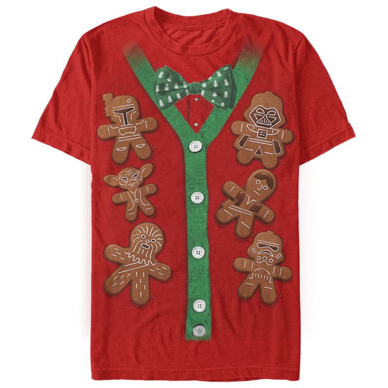 Men's Star Wars Christmas Cookies Cardigan Print T-Shirt, 1 of 5