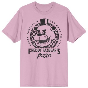 Five Nights At Freddy's Freddy Fazbear's Pizza Where Fantasy & Fun Come To Life Men's White Crew Neck Short Sleeve T-shirt - 1 of 2