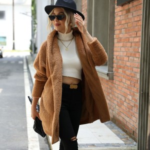 Women's Oversized Casual Open-Front Fuzzy Cardigan Street Jacket - 1 of 2