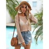 Coolmee Women Mesh Crochet Crop Top Long Sleeve Hollow Out Knit Sweater Bikini Beach See Through Cover Ups - 3 of 4