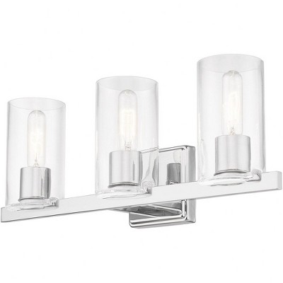 Clarion Polished Chrome 3-Light Vanity with Clear Glass Shades