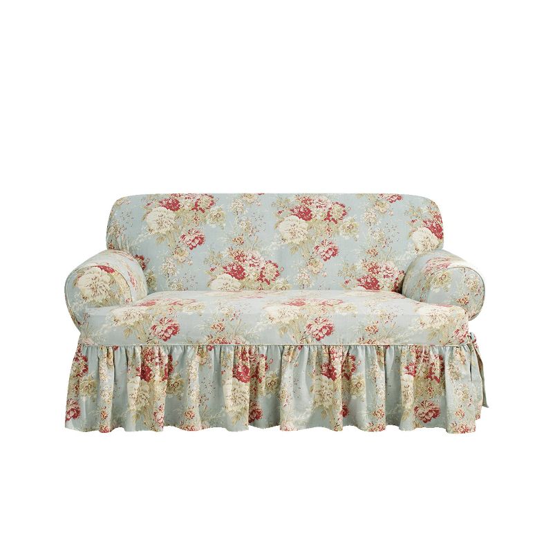Ballad Bouquet T Cushion Loveseat Slipcover Rob&#39;s Egg - Waverly Home, 1 of 5