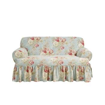 Ballad Bouquet T Cushion Loveseat Slipcover Rob's Egg - Waverly Home