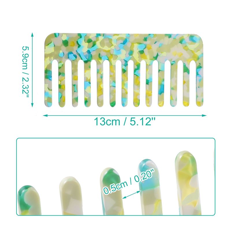 Unique Bargains Anti-Static Hair Comb Wide Tooth for Thick Curly Hair Hair Care Detangling Comb For Wet and Dry Dark 2.5mm Thick Light Green 2 Pcs, 4 of 7