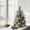 2ft Puleo Pre-Lit Flocked Tabletop Artificial Christmas Tree with Pine Cones Clear Lights: LED, Battery Operated - 2 of 3