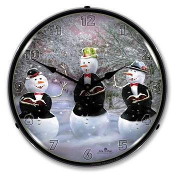 Collectable Sign & Clock | Snowman Caroling LED Wall Clock Retro/Vintage, Lighted