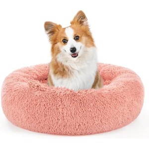 rabbitgoo Calming Dog Bed for Small Medium, 30 inches Round Fluffy Plush Faux Fur Large Cat Cushion, Soft Donut Cuddler Cushion for Small Dogs, Pink - 1 of 1