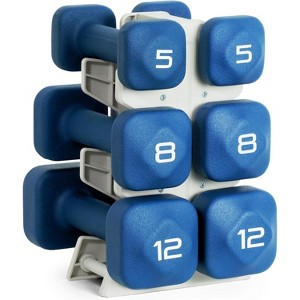 Neoprene Dumbbell Set with Storage Rack, Non-Slip Anti-Roll Hand Weights for Home Gym - 1 of 4