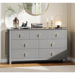Modern Fluted Dresser, 3/5/6/7 Drawer Wood Dresser for Bedroom, Modern Chest of Drawers, Storage Organizer Cabinet for Living Room, Entryway - 1 of 4