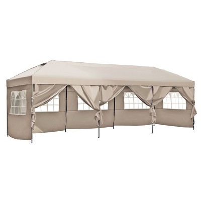 Whisen 10 x 30 Pop Up Canopy with Sidewalls, Outdoor Wedding Party Tent with Wheeled Bag