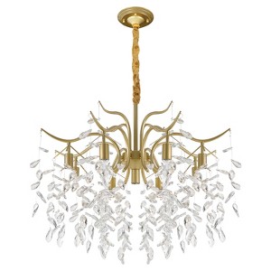 YIYIBYUS 9-Light Gold Elegant Luxury Crystal Chandelier with Adjustable Height for Living Room - 1 of 4