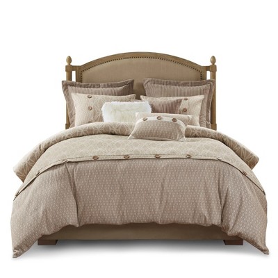 Ivory Queen Cotton Jacquard Comforter Set with Button Accents