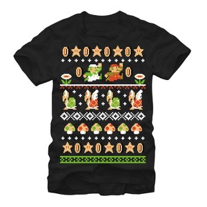Men's Nintendo Super Mario Bros Pattern T-Shirt - 1 of 4