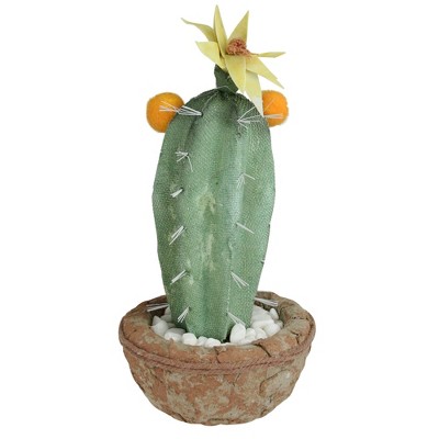 Northlight 12" Flowering Cactus Artificial Potted Plant - Green/Brown