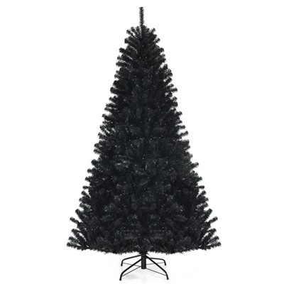 Tangkula Artificial Tree, Black Halloween Tree w/ Purple LED Lights