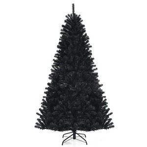 Tangkula Artificial Tree, Black Halloween Tree w/ Purple LED Lights - 1 of 4
