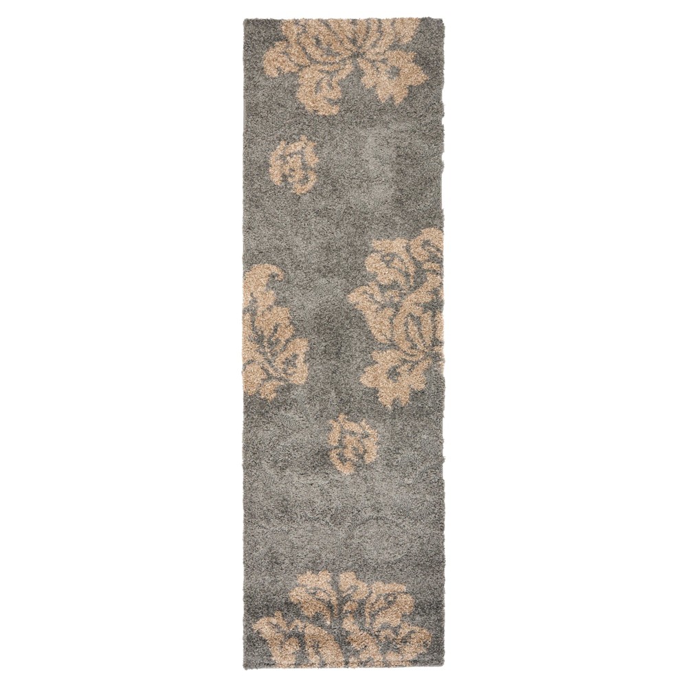  Runner Gray/Beige Botanical Loomed