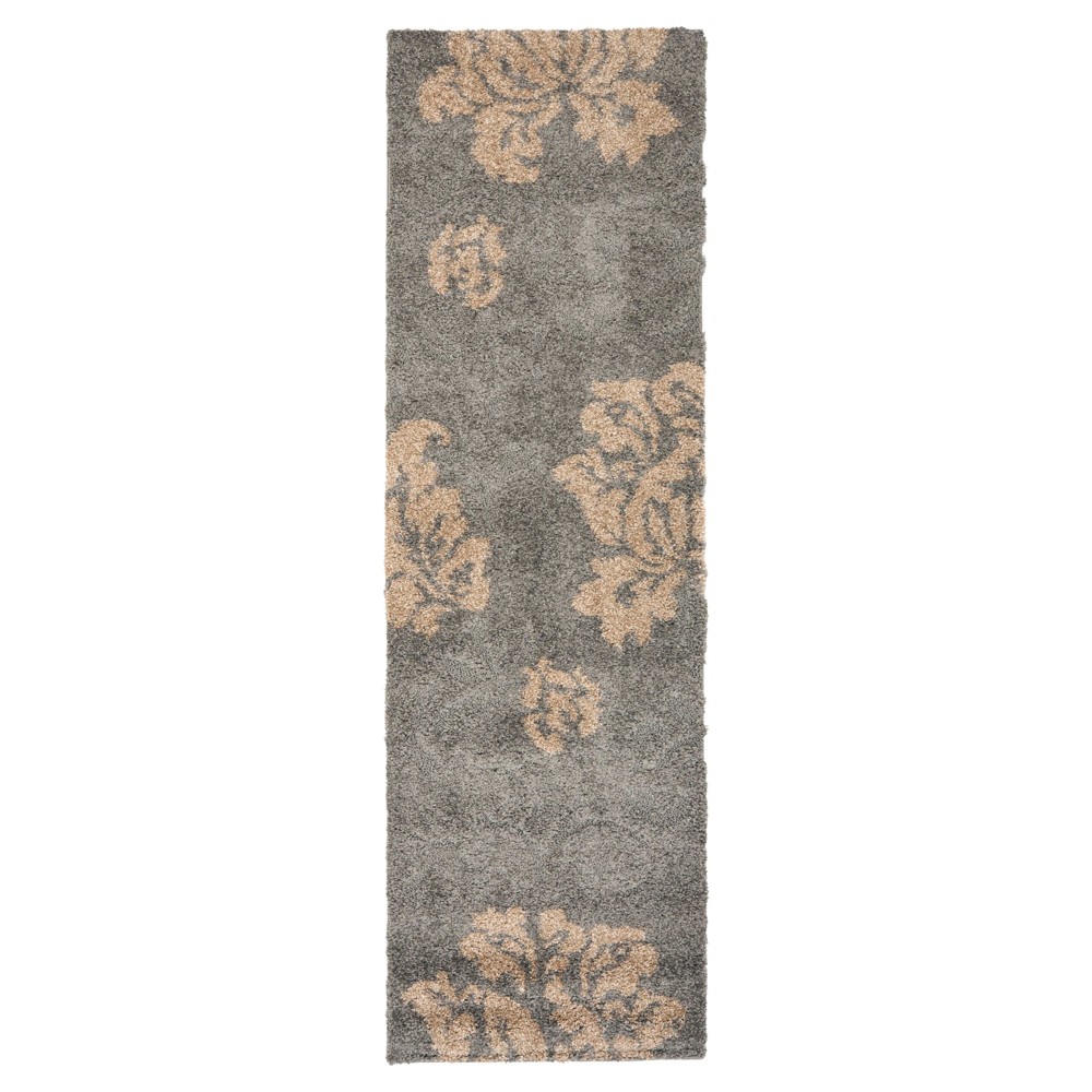 2'3inx7' Runner Gray/Beige Botanical Loomed - Safavieh