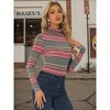 Allegra K Women's Turtleneck Long Sleeve Stretch Slim Plaid Casual Blouse - 3 of 4