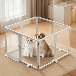 Docred Clear Acrylic Pet Playpen 25.6"H Transparent Dog Fence with Support Feet Sturdy Indoor Enclosure for Puppy Cat Rabbit Easy to Assemble - 1 of 4