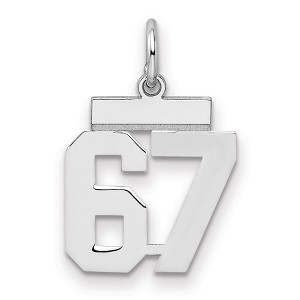 Black Bow Jewelry Sterling Silver, Athletic Collection, Small Polished Number 67 Pendant - 1 of 3