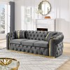 90.6" Velvet 3-Seater Button Tufted Sofa Couch with Gold Stainless Steel Accents for Living Room with 2 Pillows - 2 of 4