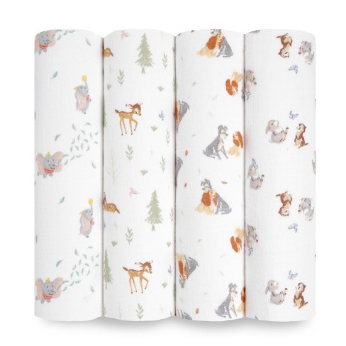 Aden + Anais Essentials Swaddles - Disney + Friends - Bambi Forest - 4pk :  Target