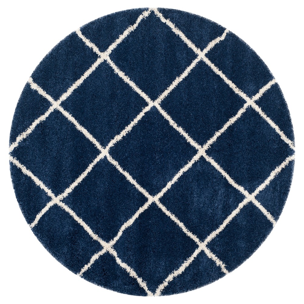 7'x7' Round Corbin Hudson Shag Rug Navy/Ivory Round - Safavieh