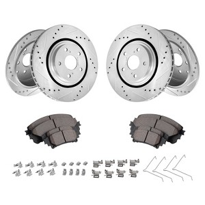 VEVOR Front and Rear Brake Kit Compatible with Toyota Sienna, Highlander, Lexus RX350, RX450h, 12.9" Front Rotors 12.2" Rear Rotors, Silver - 1 of 4