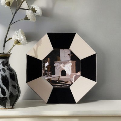 Sagebrook Home Contemporary Octagonal Picture Frame - Geometric Design - MDF & Resin - Glass Cover - Home & Office Decor - Black & White