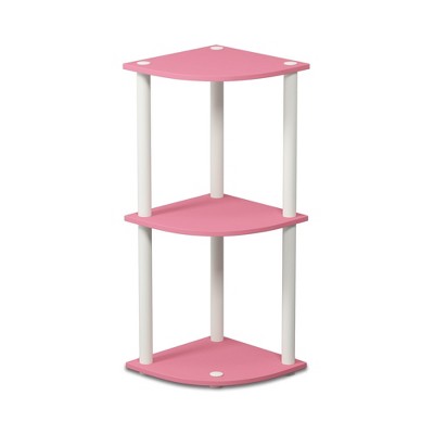 Pink and White 3-Tier Corner Wood Display Rack
