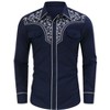 Men's Western Cowboy Shirt Long Sleeve Embroidered Shirt Slim Fit Cotton Casual Button Down Shirt - 2 of 4