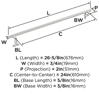 Stainless Steel 24-Inch Modern Bar Pull Handle