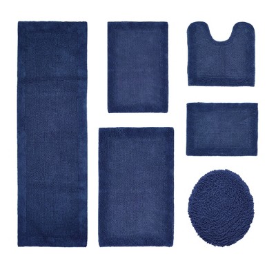 Edge Bath Rug 100% Premium Cotton Ultra-Soft Water Absorbent Tufted Solid Reversible 6 Piece Bathroom Rug Set for Machine Washable Bathmat